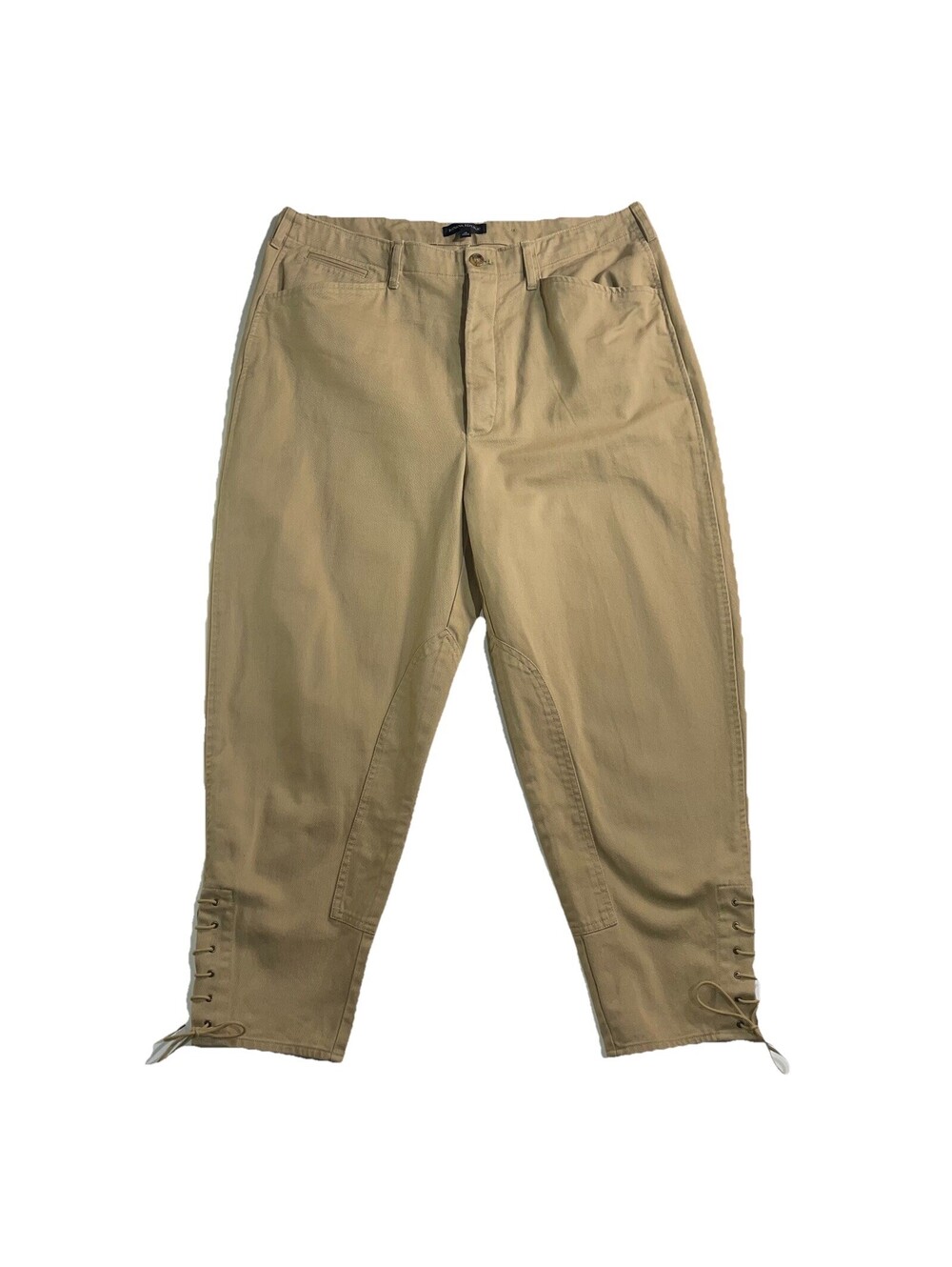 Banana Republic Pants Womens 16 Tan Lace Hem Crop Ankle Buckle Back Cotton